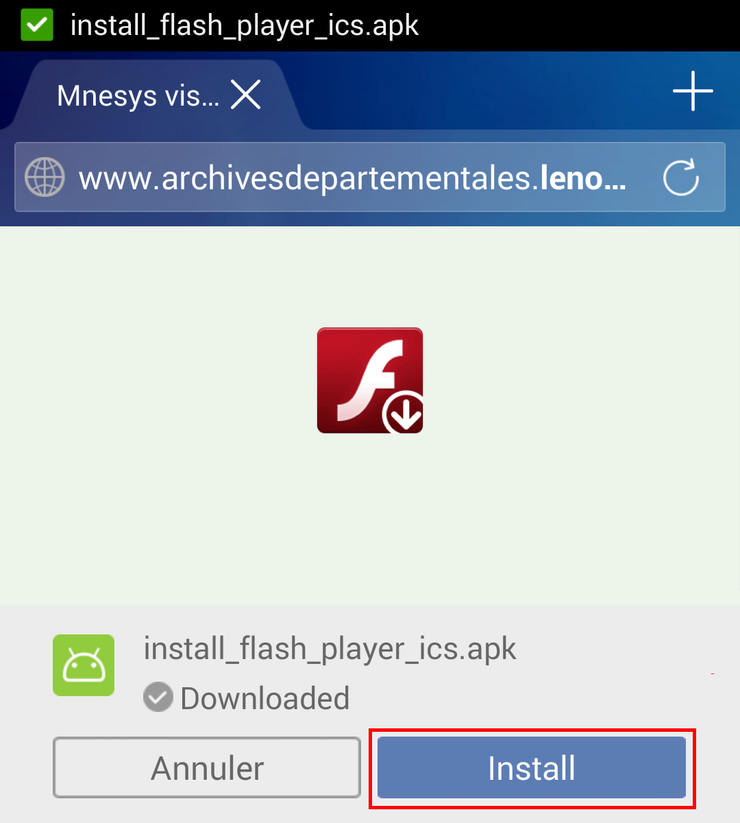 Installation de Flash